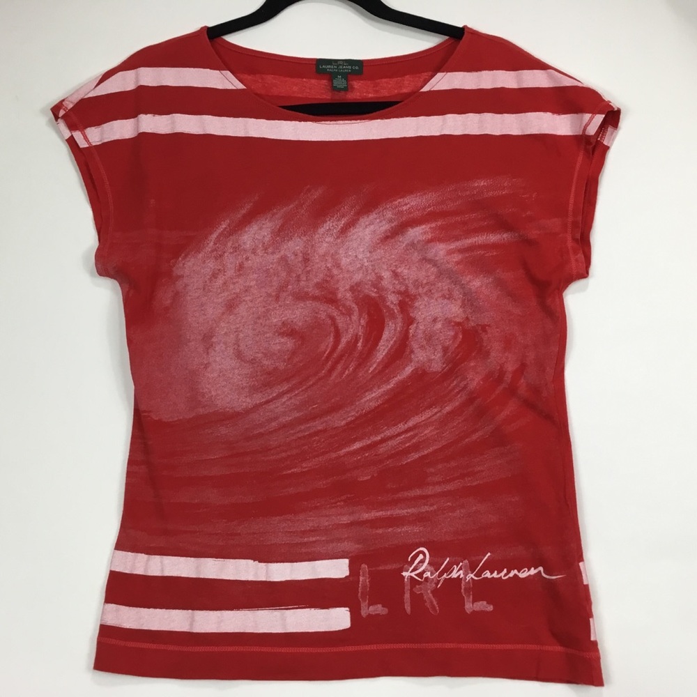 LRL Lauren Jeans Red Cotton  T-shirt Size M